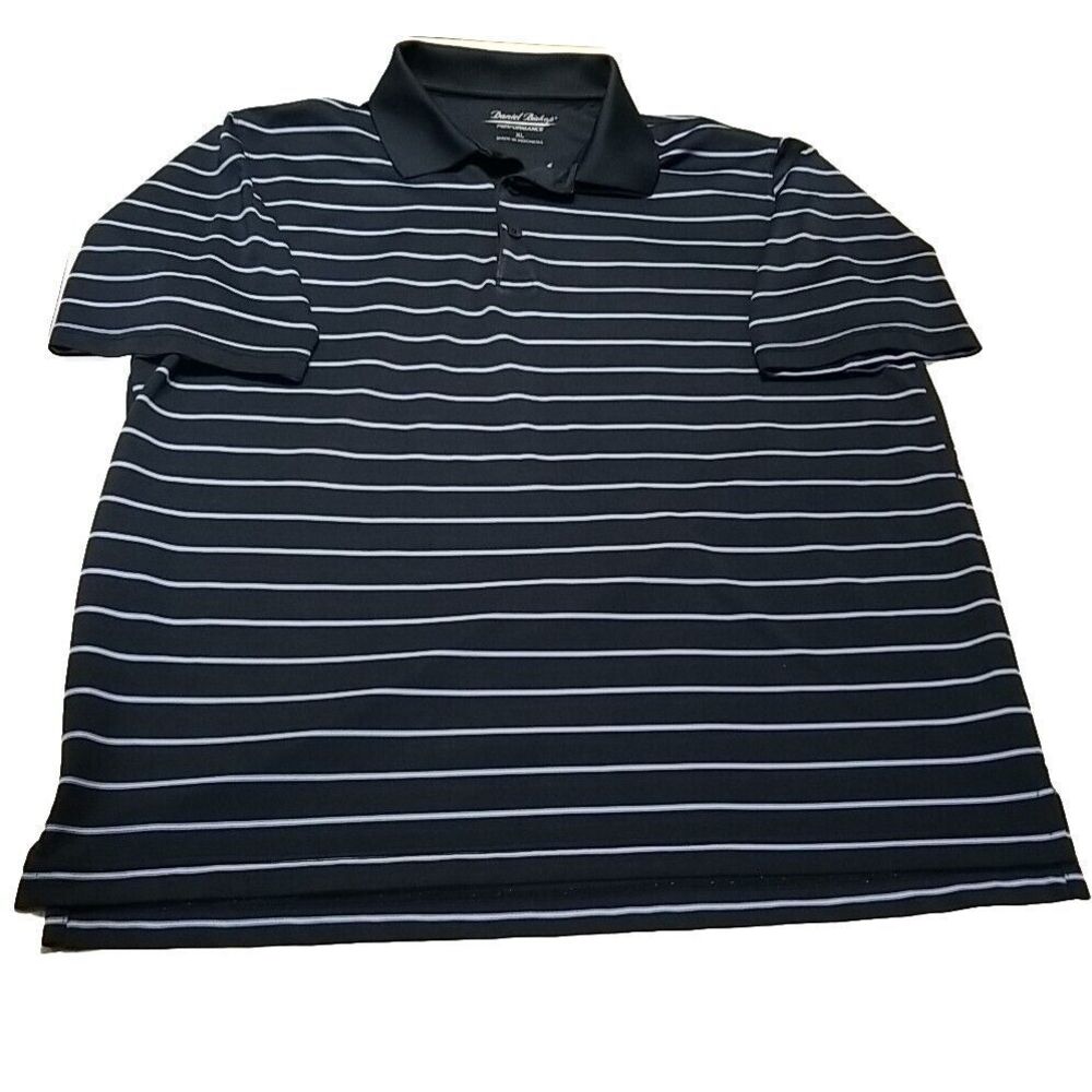 Daniel Bishop Shirt Mens Extra Large XL Polo Blue Striped Performance Golf